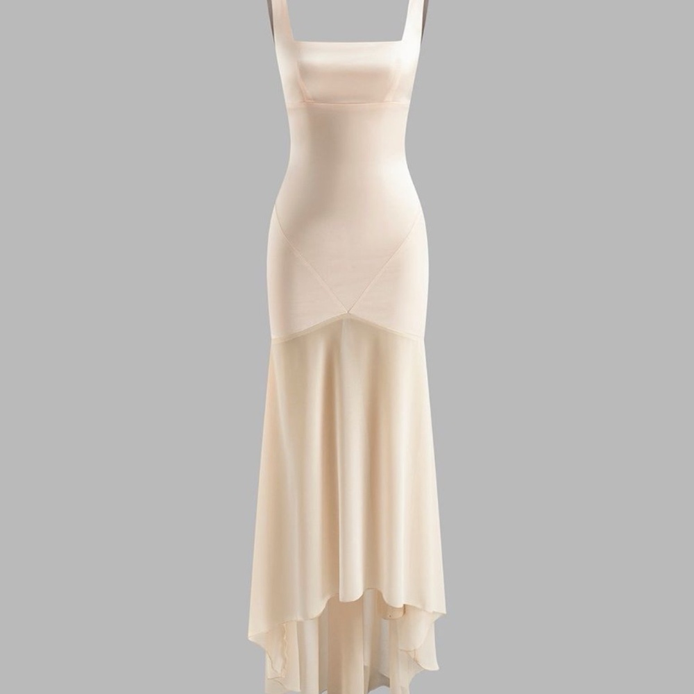 Romantic Chiffon Pink and Ivory Maxi Dress, New with Tags, Size 6